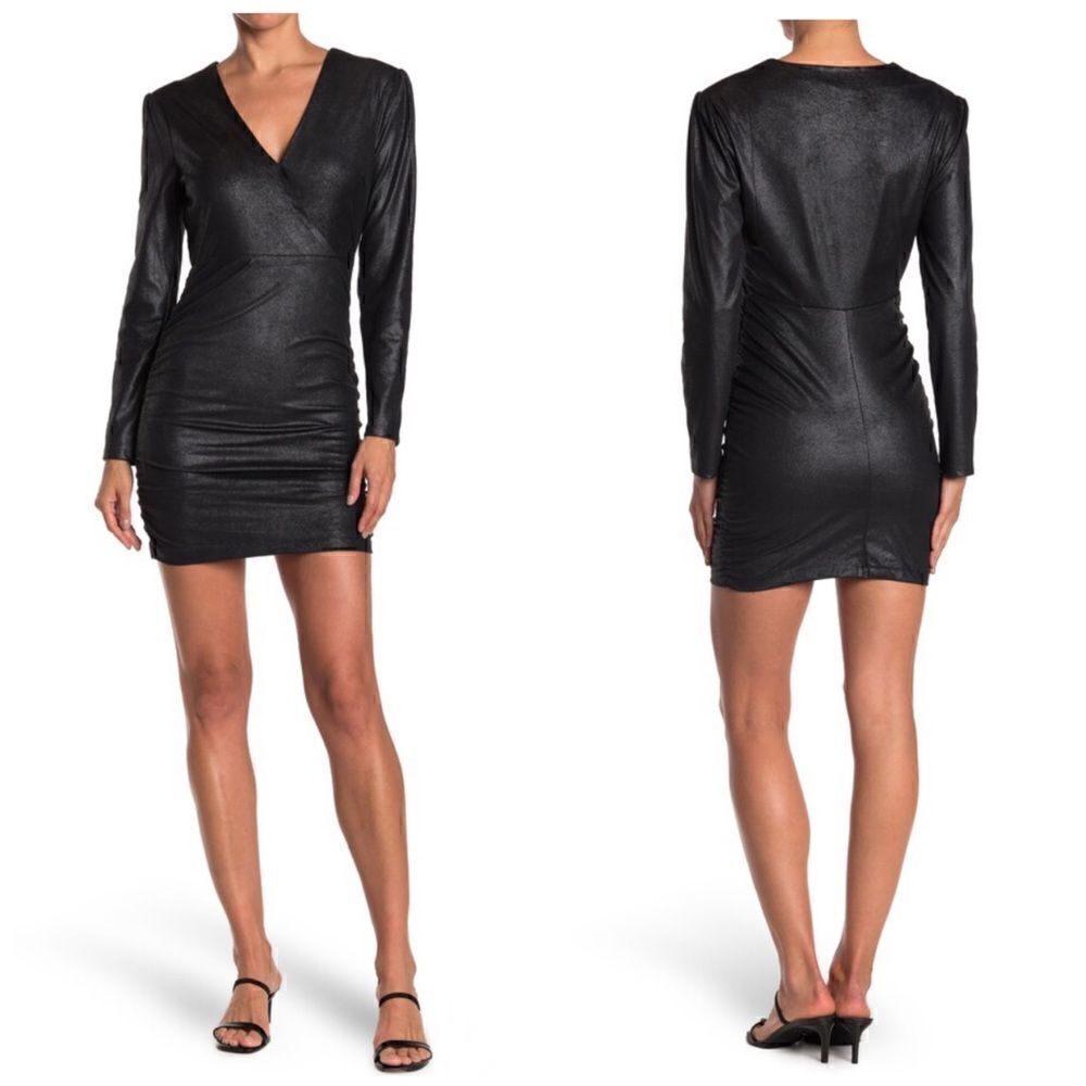 Likely Gwendolyn Long Sleeve Ruched Mini Dress || SZ 4 || Slate Black